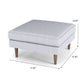 Light grey upholstered ottoman with wooden legs, 31x31x18 inches, FredCo International furniture