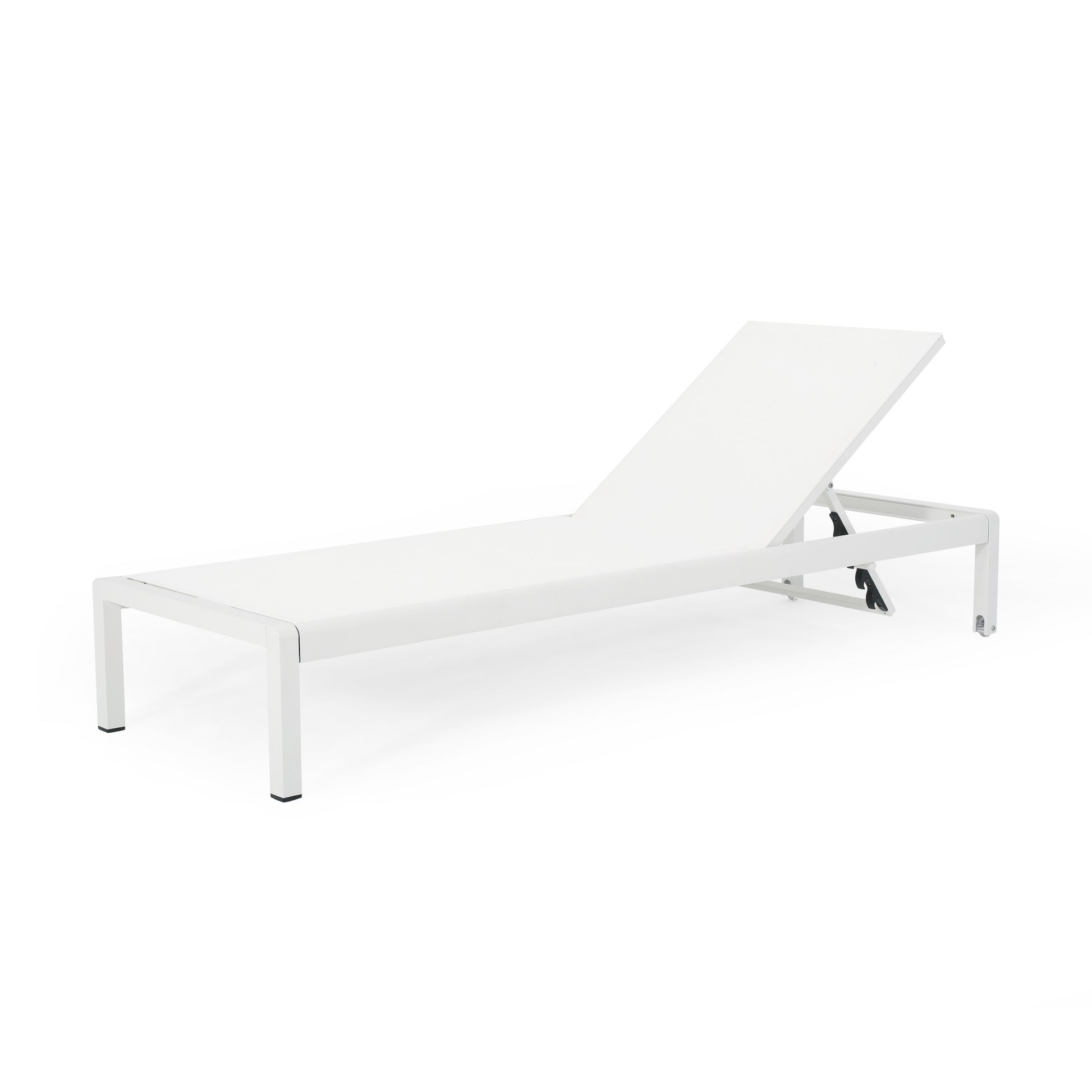 Outdoor Chaise Lounge Chair, Aluminum Adjustable Outside Chair for Pool Patio Beach Yard, All Weather Use UV Resistant 400lbs Weight Capacity, White FredCo