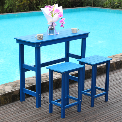 HDPE Outdoor Bar Table and Chairs Set, Adirondack Bar Chairs Set.Outdoor Furniture for Outside, Navy blue.Waterproof, anti-corrosive.All Weather, for Lawn, for Garden, for Backyard, for Poolside