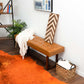 Cameron Mid-Century Modern Tan Leather Bench with Solid Wood Frame 17.5''H x 51''W x 16''D for Living Room Bedroom Waiting Room FredCo