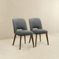 Modern Blake Dark Grey Fabric Dining Chair (Set of 2) with Walnut Wood Base 33.7'H x 19.3'W x 24.8'D FredCo