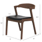 Dakota Mid-Century Solid Wood Dining Chair Set with Black Leather Upholstery Set Of 2 FredCo