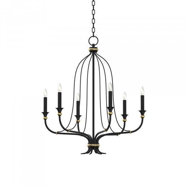 Celine Chandelier, Black and Gold FredCo