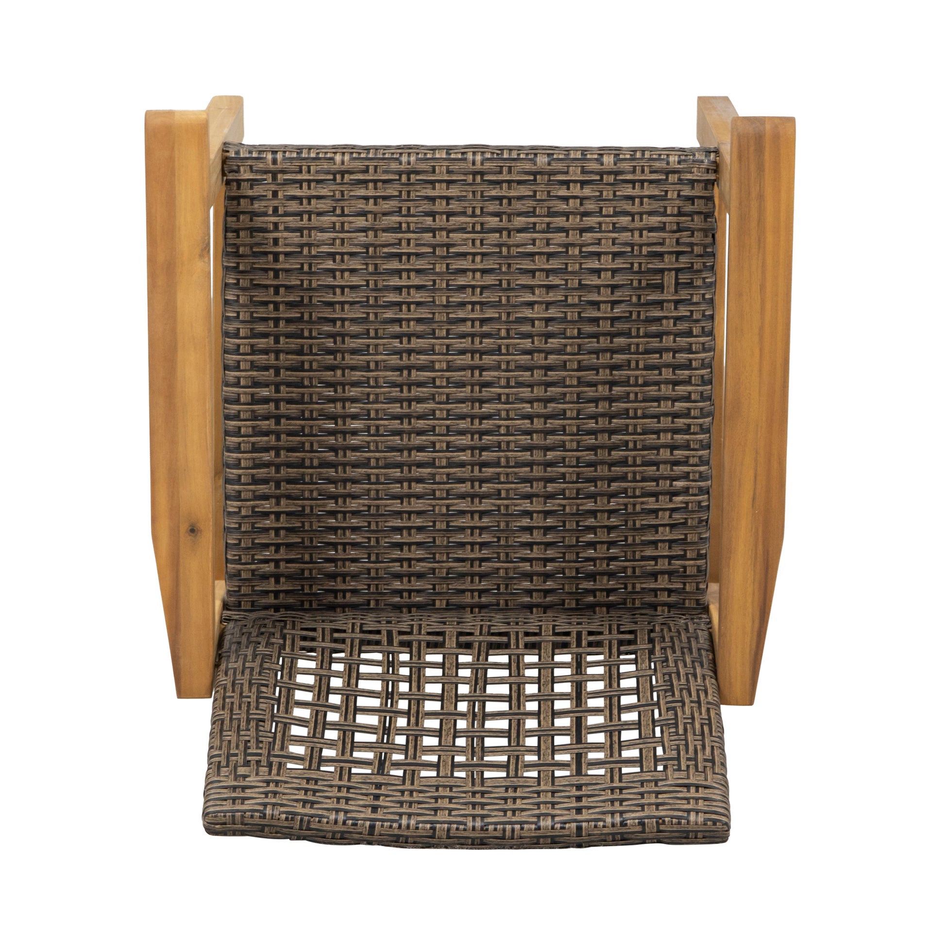 5-Piece Patio Dining Set, 63' Slatted Table & 4 Acacia Wood & PE Rattan Chairs for Patio Garden FredCo