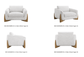 Chair W/ Wood Accent, Beige 18095-01 Sagebrook Upholstered Armchair FredCo