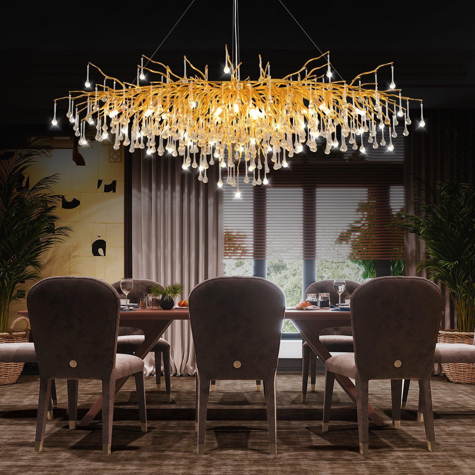 Chandelier Ceiling Light, Water Droplets Crystal Lamp G9 Crystal Droplet FredCo
