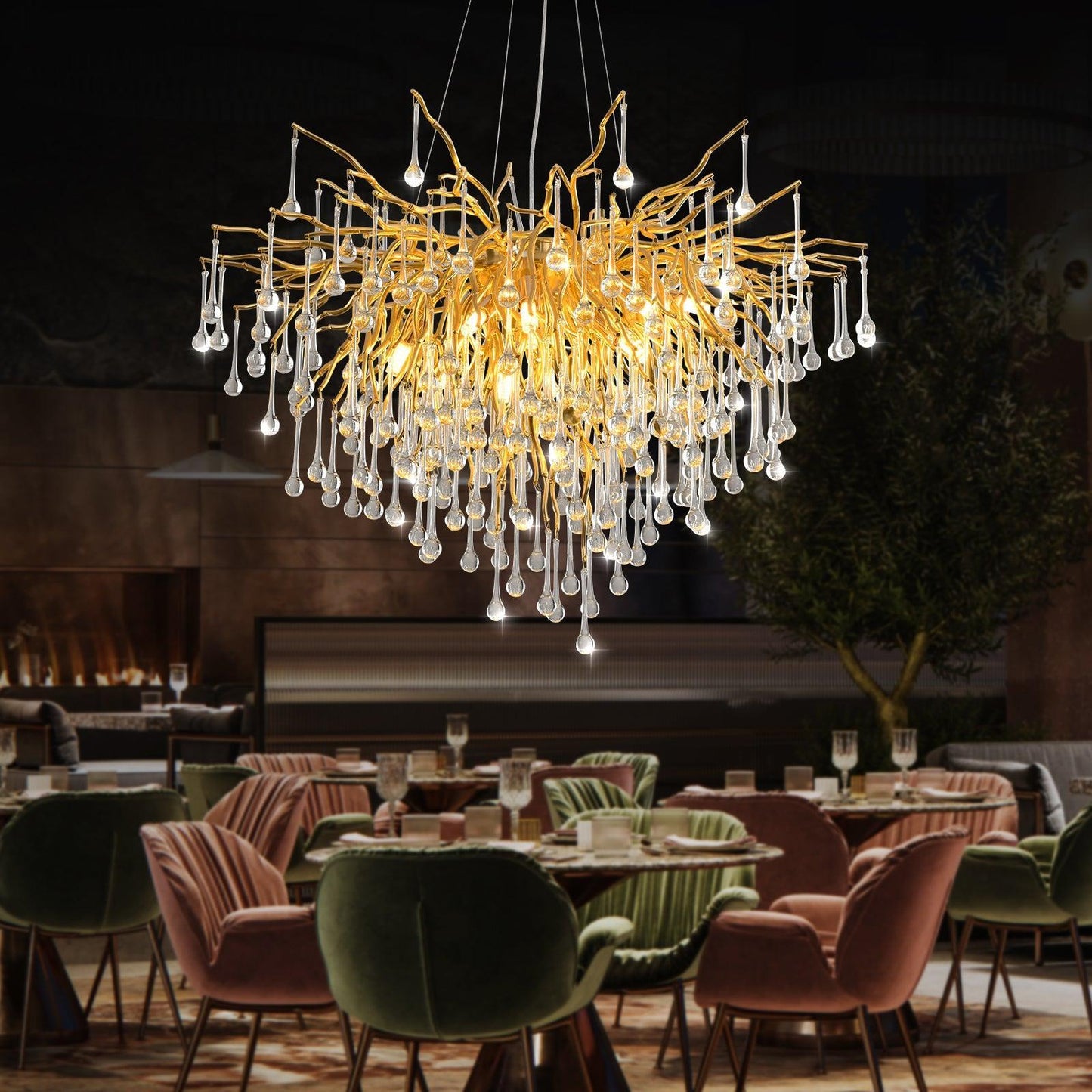 Chandelier Ceiling Light, Water Droplets Crystal Lamp G9 Crystal Droplet FredCo