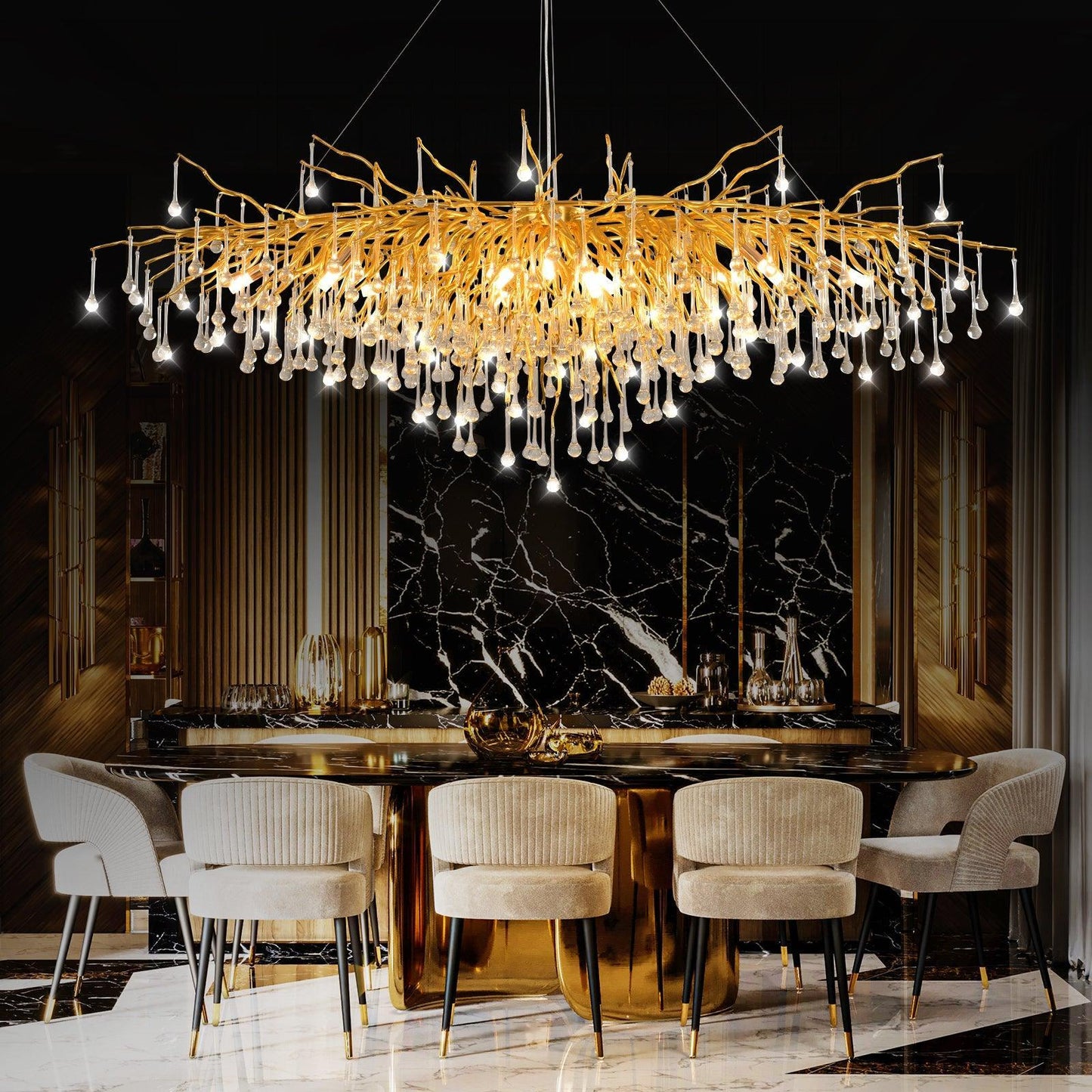Chandelier Ceiling Light, Water Droplets Crystal Lamp G9 Crystal Droplet FredCo