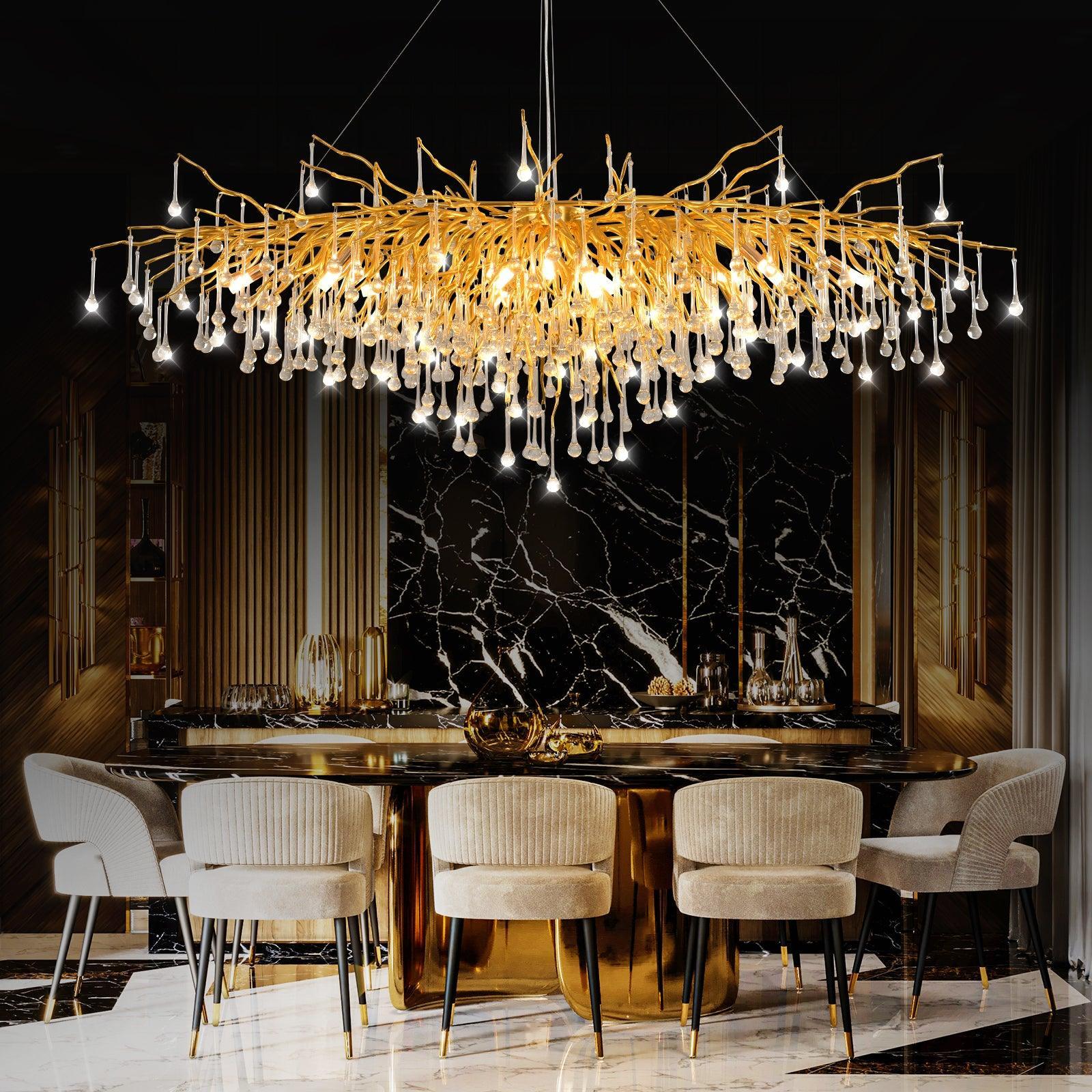 Chandelier Ceiling Light, Water Droplets Crystal Lamp G9 Crystal Droplet FredCo