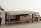 Charla Beige Fabric & Oak Finish Bench FredCo
