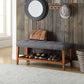 Charla Gray Fabric & Oak Finish Bench FredCo