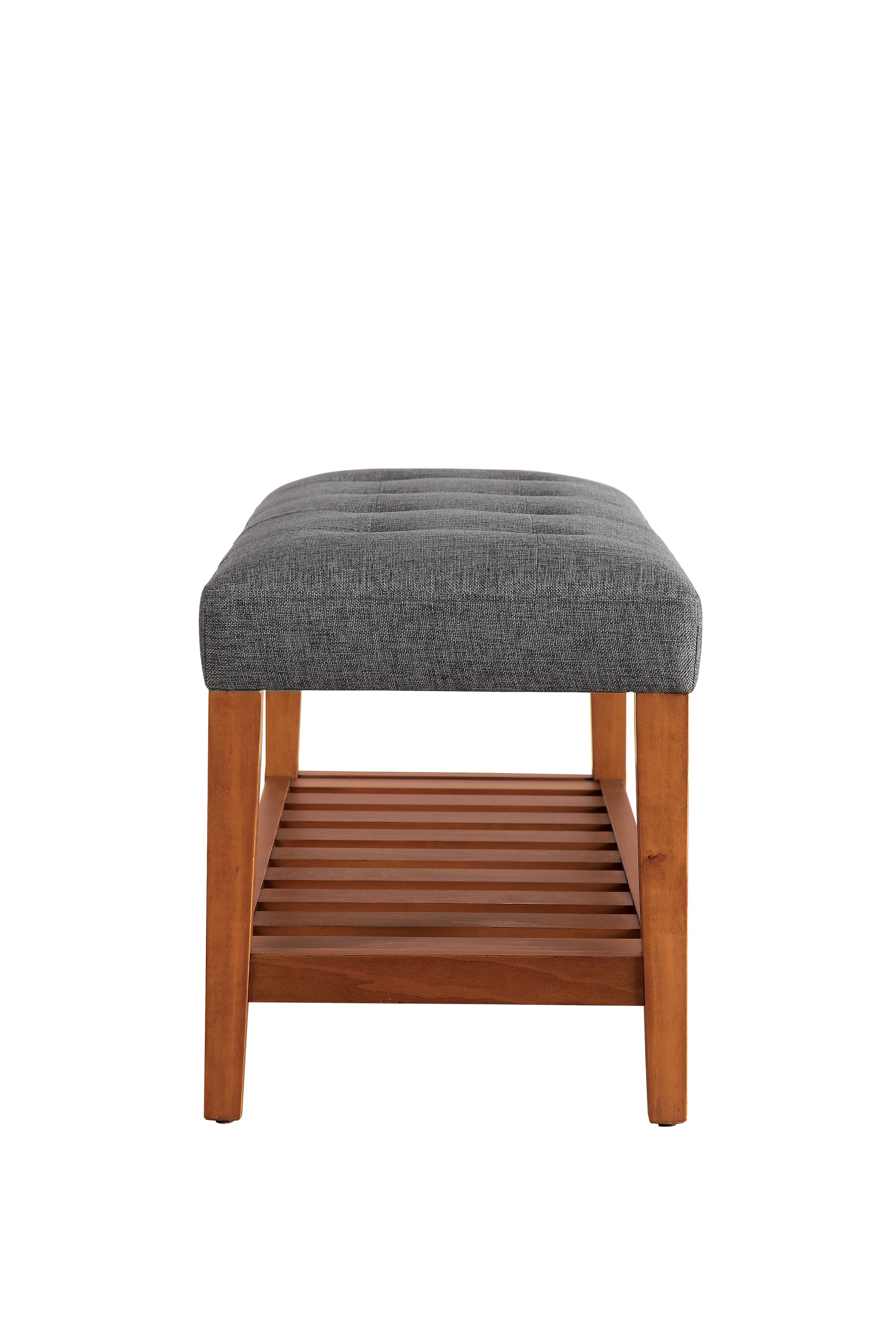 Charla Gray Fabric & Oak Finish Bench FredCo