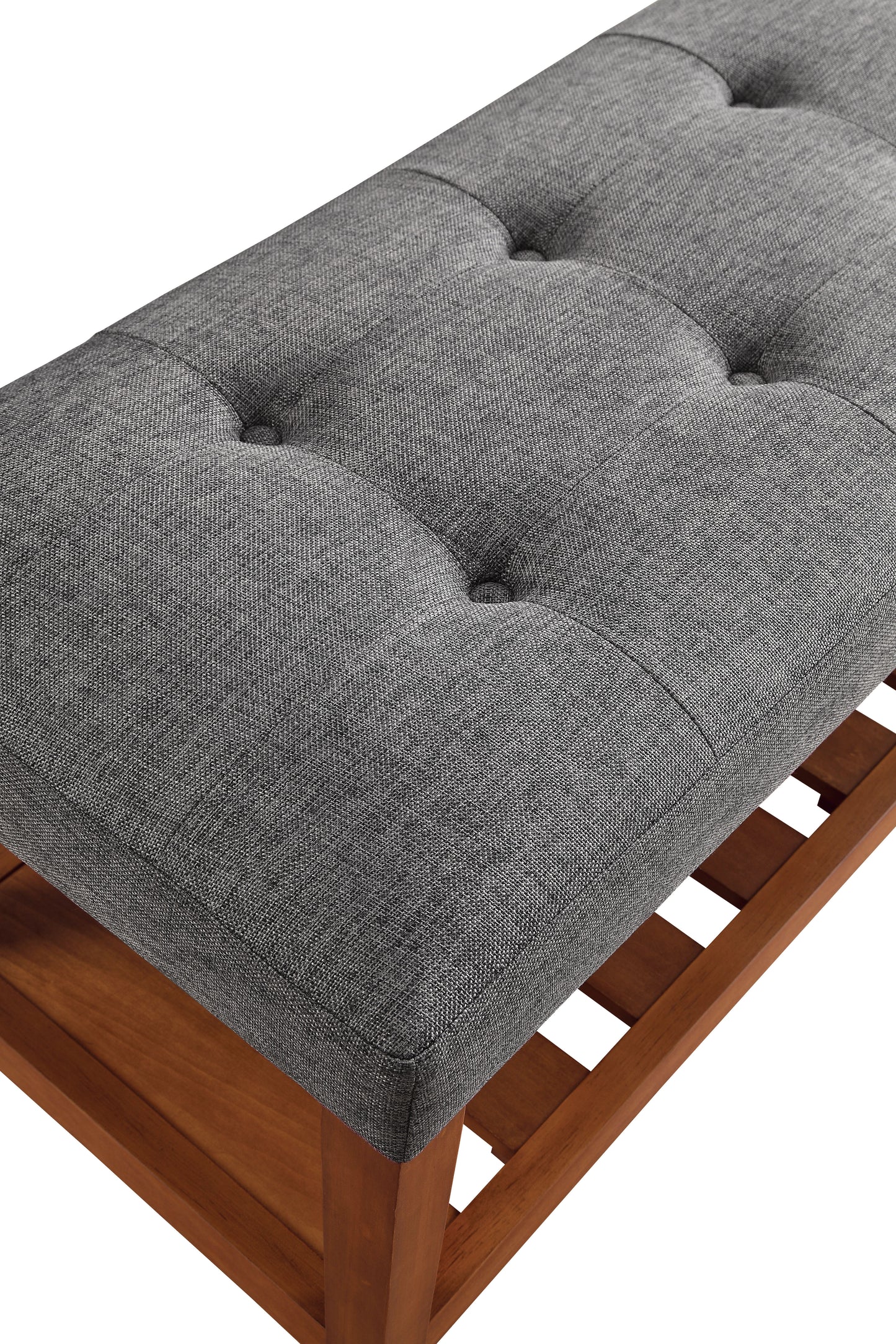 Charla Gray Fabric & Oak Finish Bench FredCo