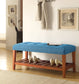 Charla Light Blue Fabric & Oak Finish Bench FredCo