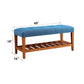 Charla Light Blue Fabric & Oak Finish Bench FredCo