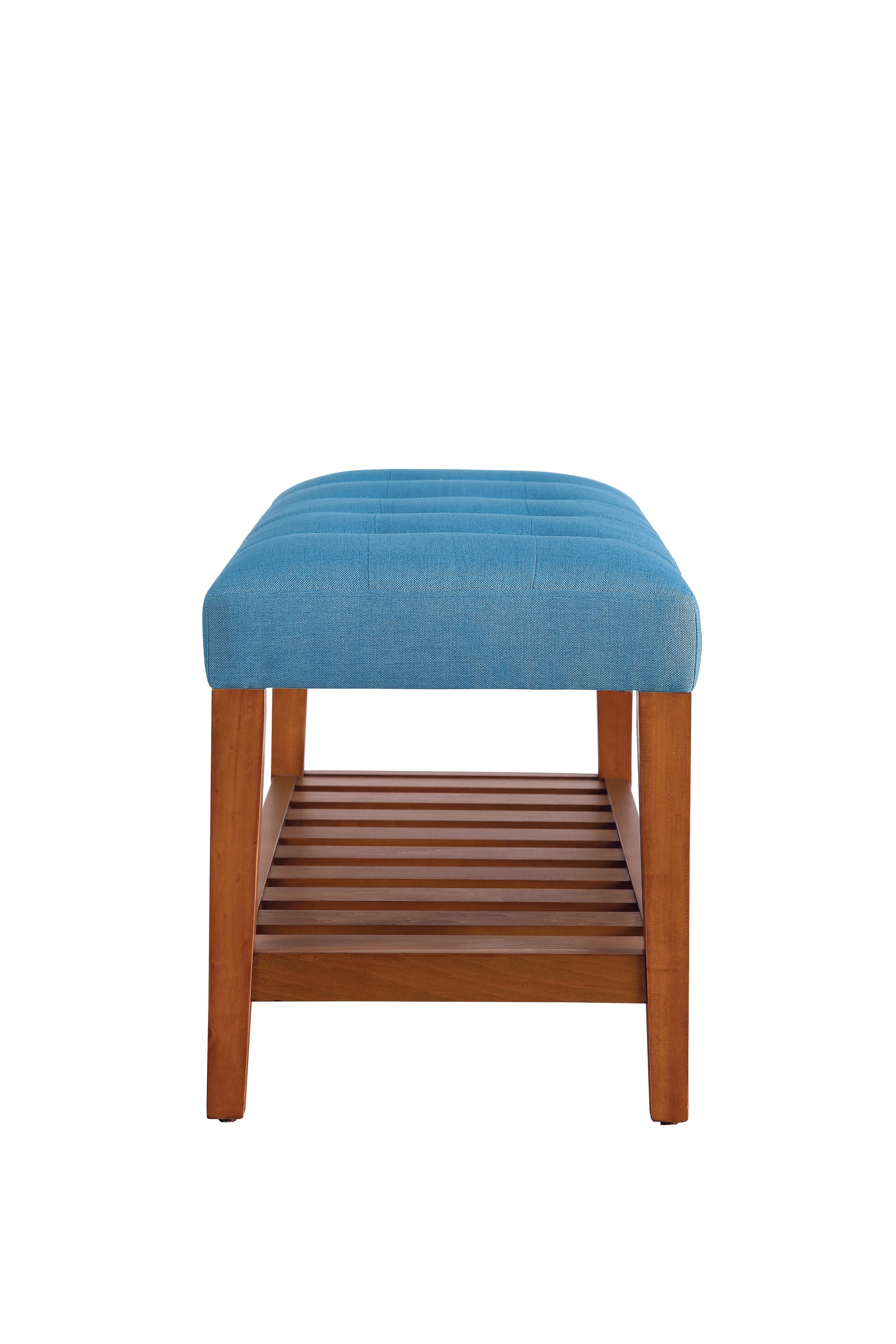 Charla Light Blue Fabric & Oak Finish Bench FredCo