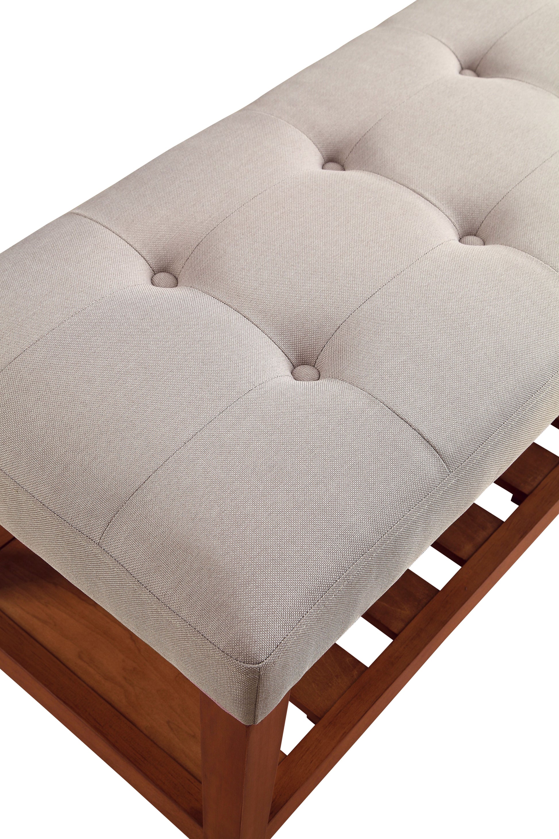 Charla Light Gray Fabric & Oak Finish Bench FredCo
