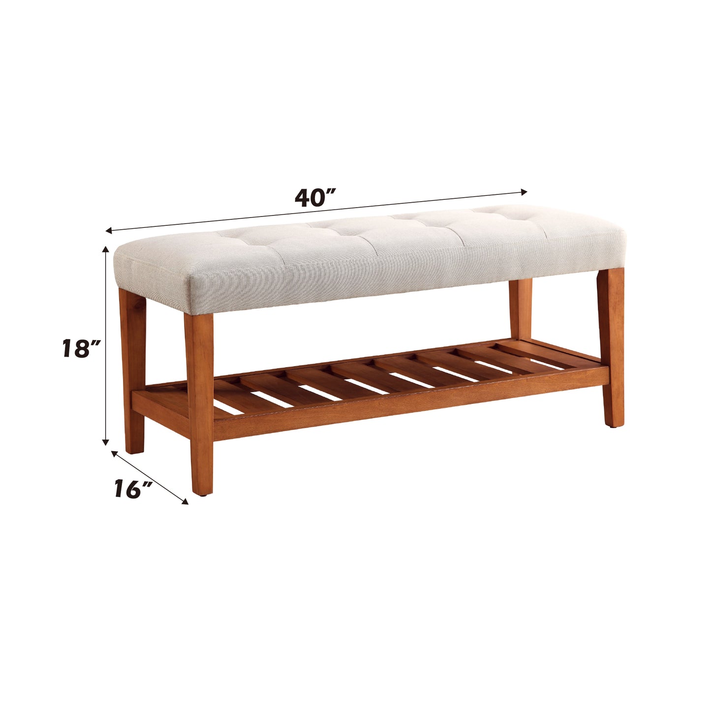 Charla Light Gray Fabric & Oak Finish Bench FredCo