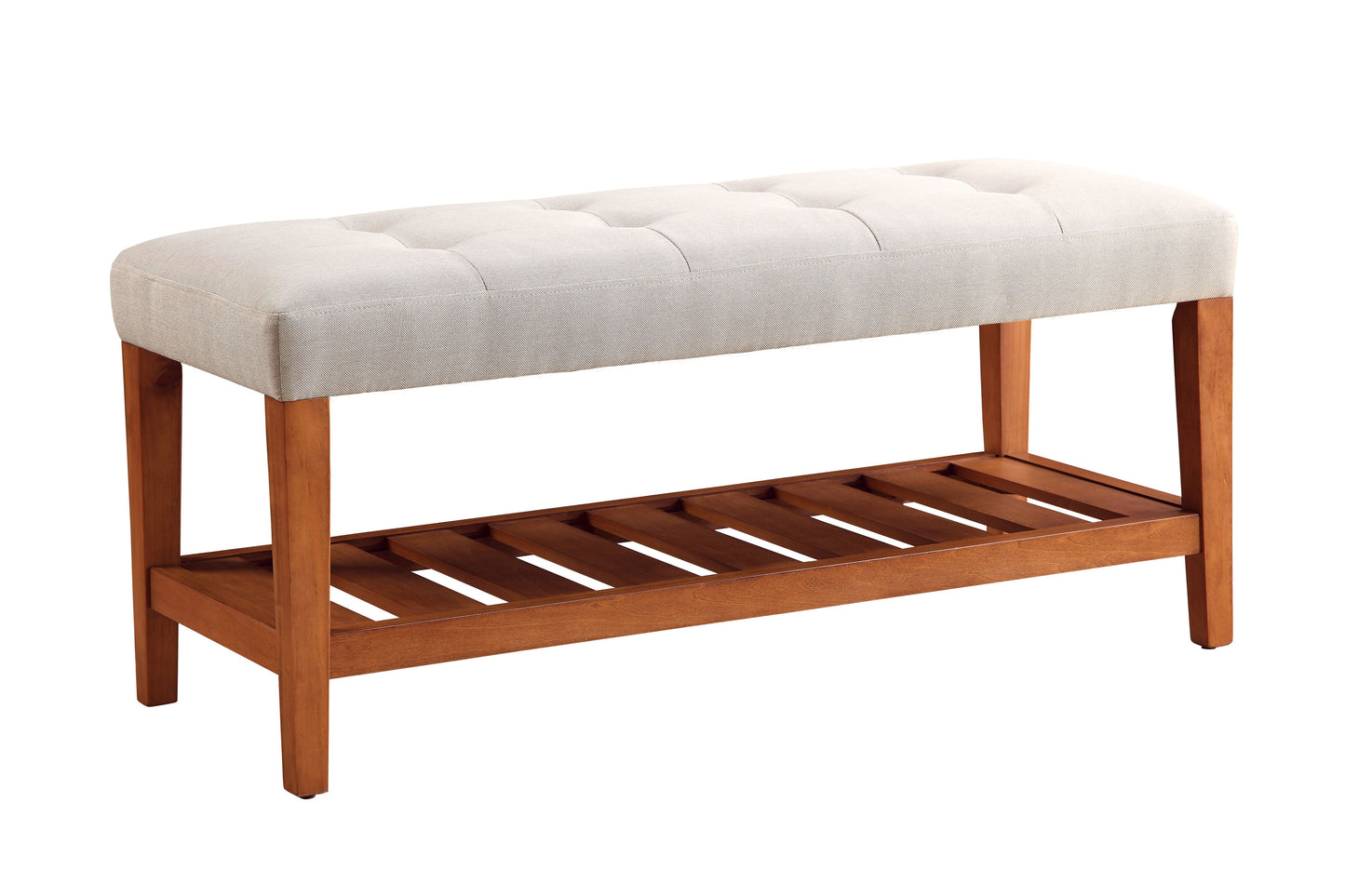 Charla Light Gray Fabric & Oak Finish Bench FredCo