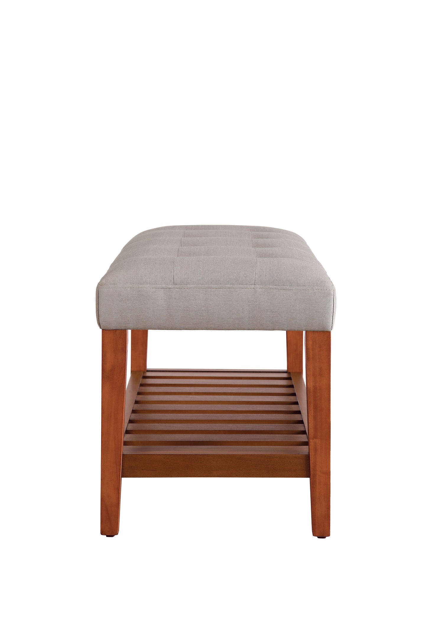 Charla Light Gray Fabric & Oak Finish Bench FredCo