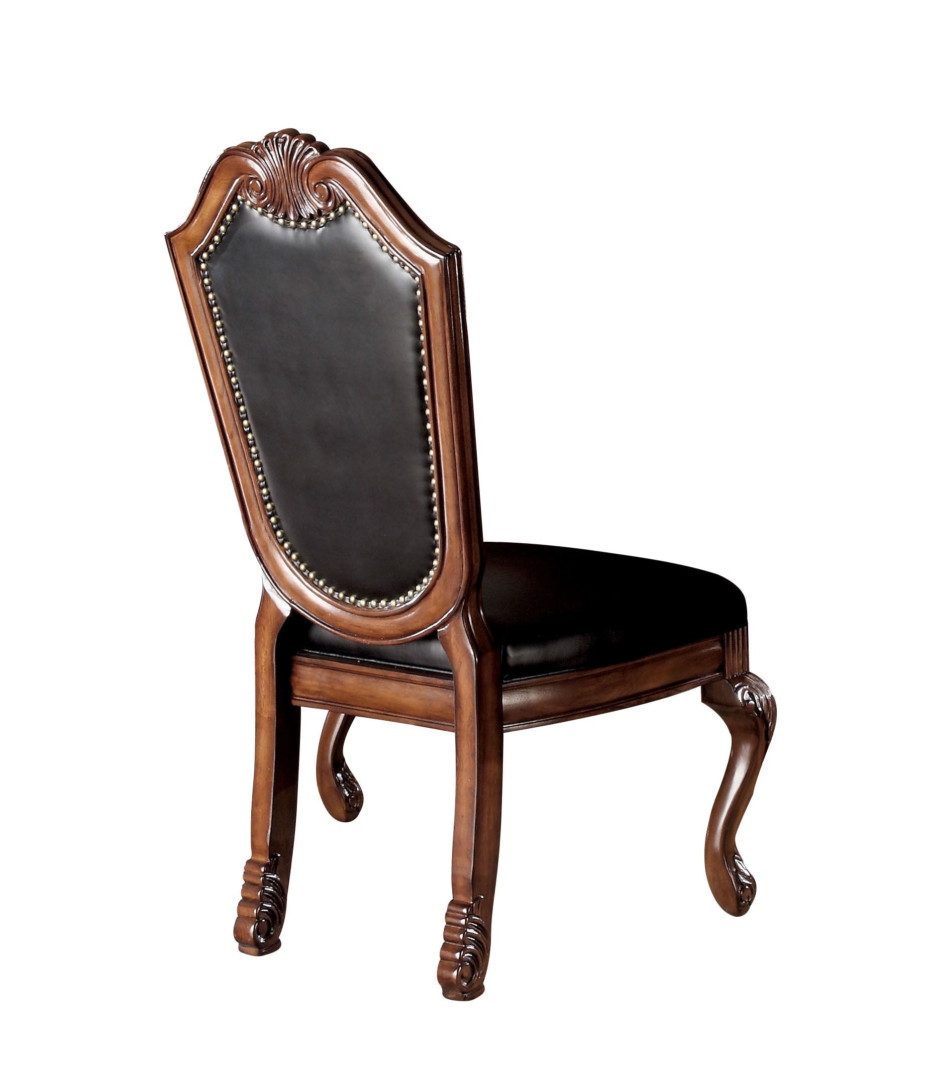 Chateau Black Synthetic Leather & Cherry Finish De Ville Side Chair (Set of 2) FredCo