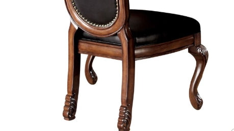Chateau Black Synthetic Leather & Cherry Finish De Ville Side Chair (Set of 2) FredCo