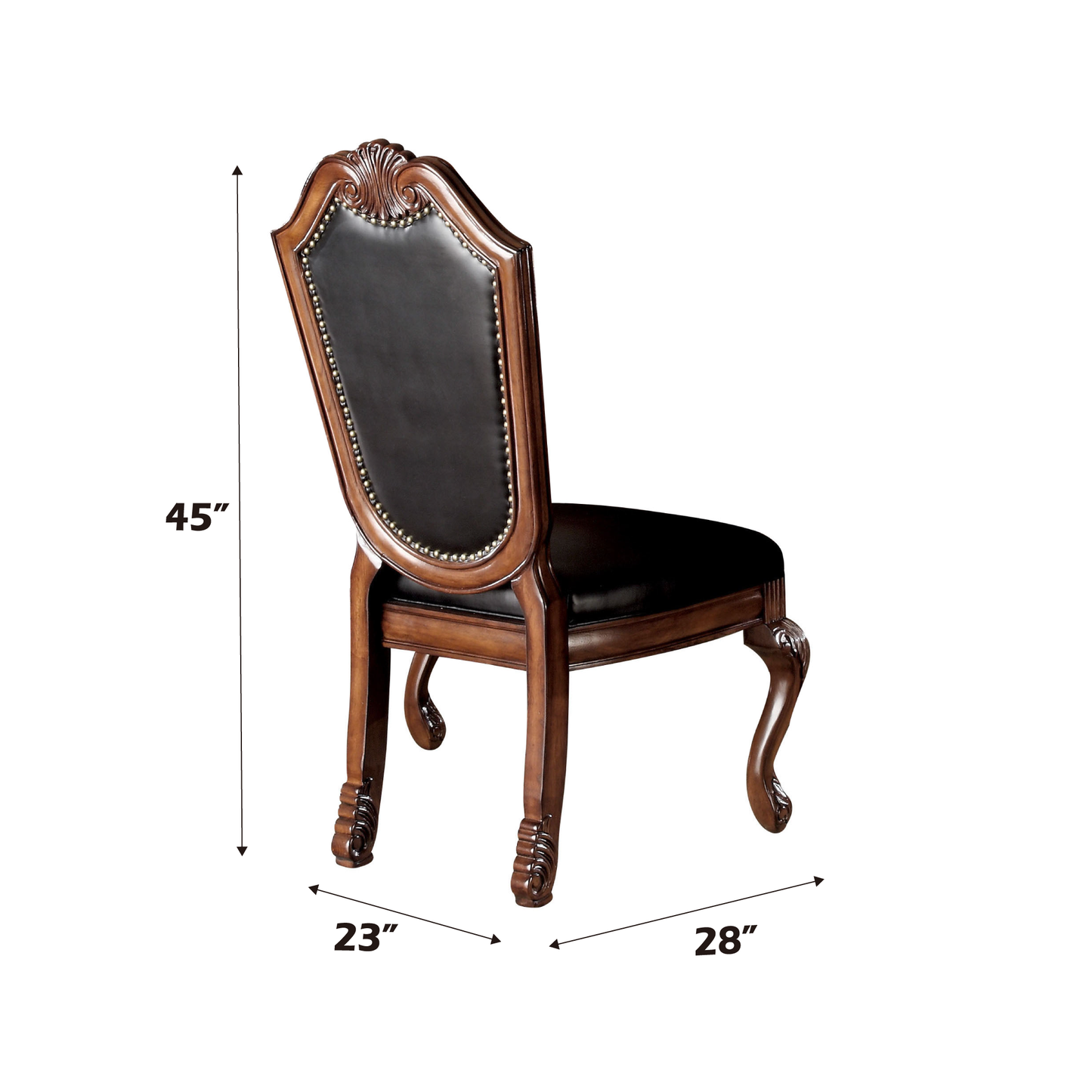 Chateau Black Synthetic Leather & Cherry Finish De Ville Side Chair (Set of 2) FredCo