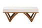 Chenoa Japandi Cream Boucle Fabric and Walnut Brown Finished Wood Bench FredCo