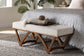 Chenoa Japandi Cream Boucle Fabric and Walnut Brown Finished Wood Bench FredCo