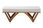 Chenoa Japandi Light Grey Boucle Fabric and Walnut Brown Finished Wood Bench FredCo