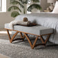 Chenoa Japandi Light Grey Boucle Fabric and Walnut Brown Finished Wood Bench FredCo