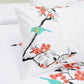 Cherry Garden 100% Cotton Embroidered Floral Bird Duvet Cover Set FredCo