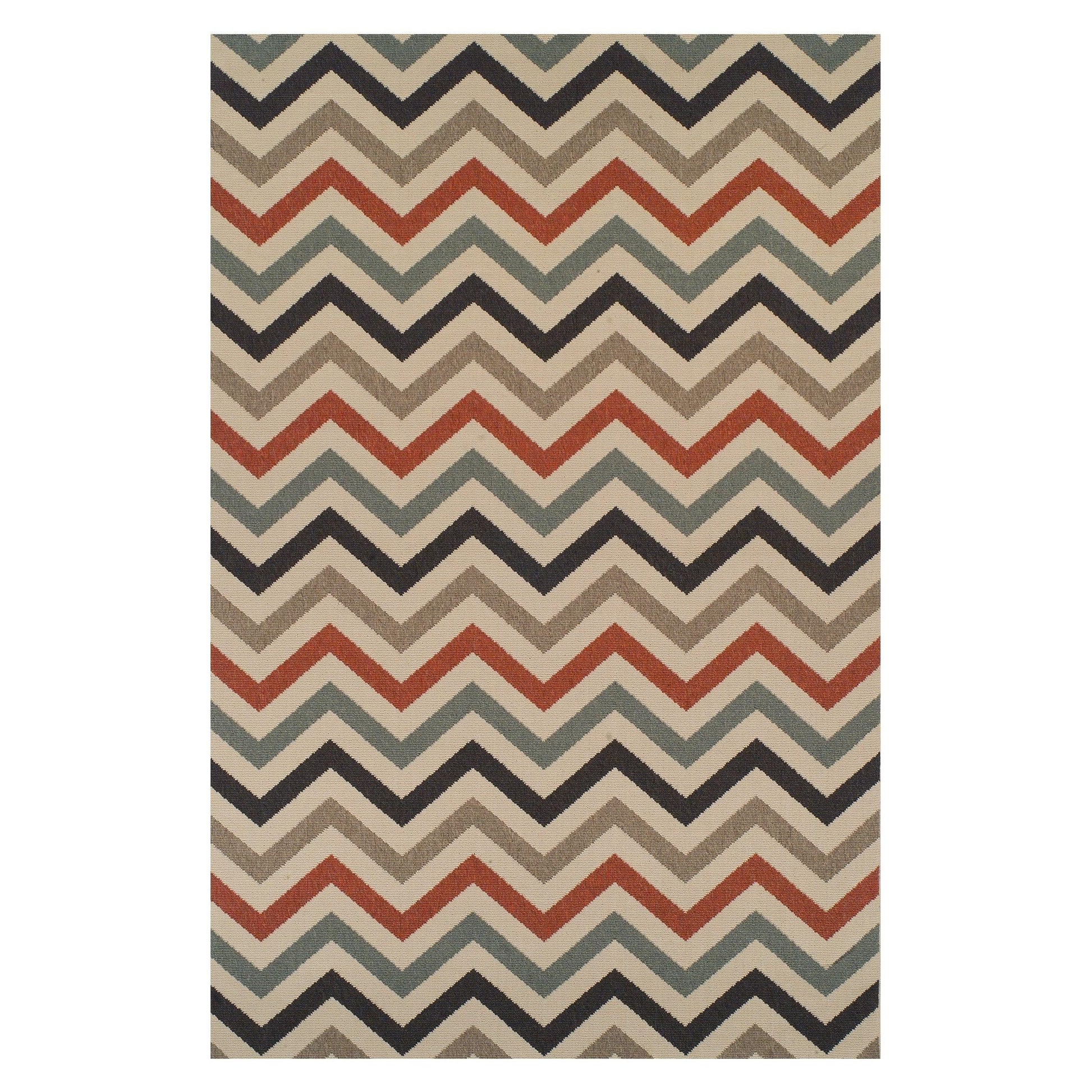 Chevron Indoor/Outdoor Modern Geometric Weather-Resistant Rug FredCo