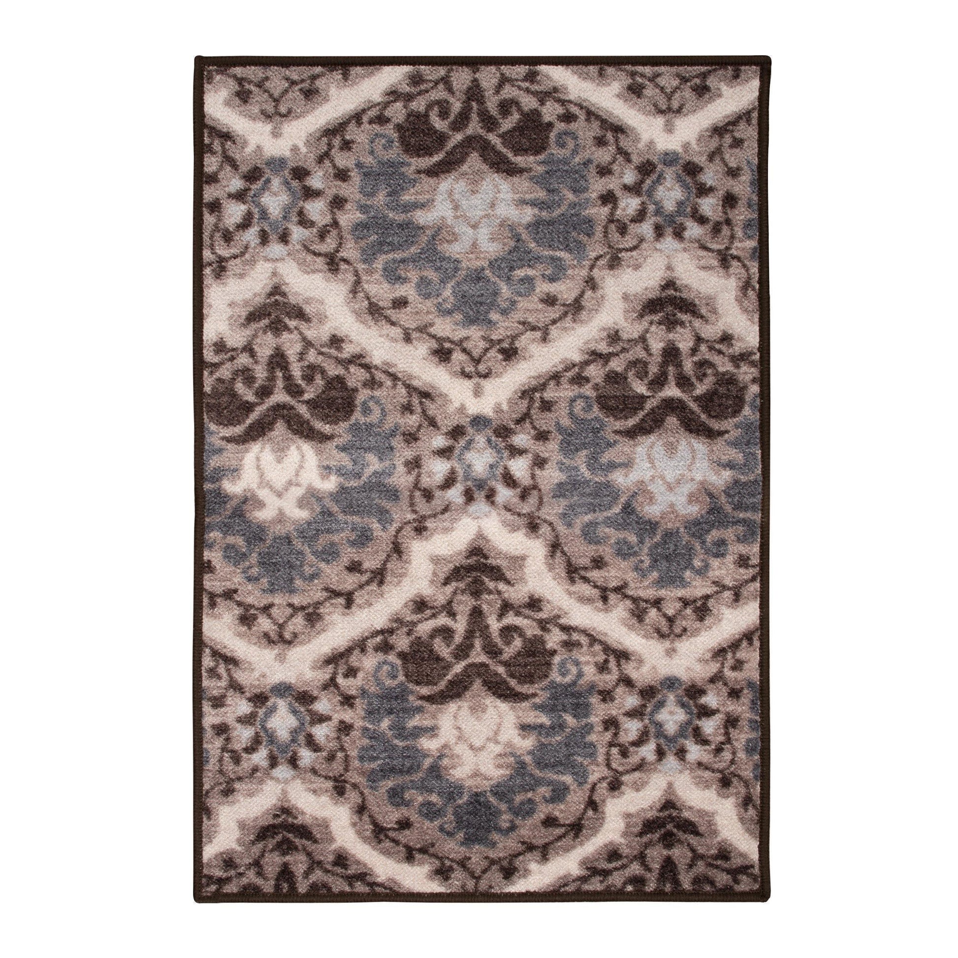 Chloe Non-Slip Nylon Foldable Modern Floral Damask Rug FredCo