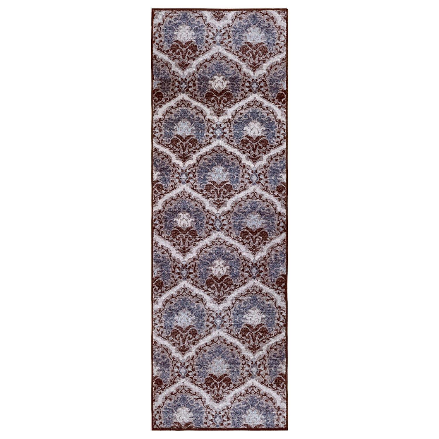 Chloe Non-Slip Nylon Foldable Modern Floral Damask Rug FredCo