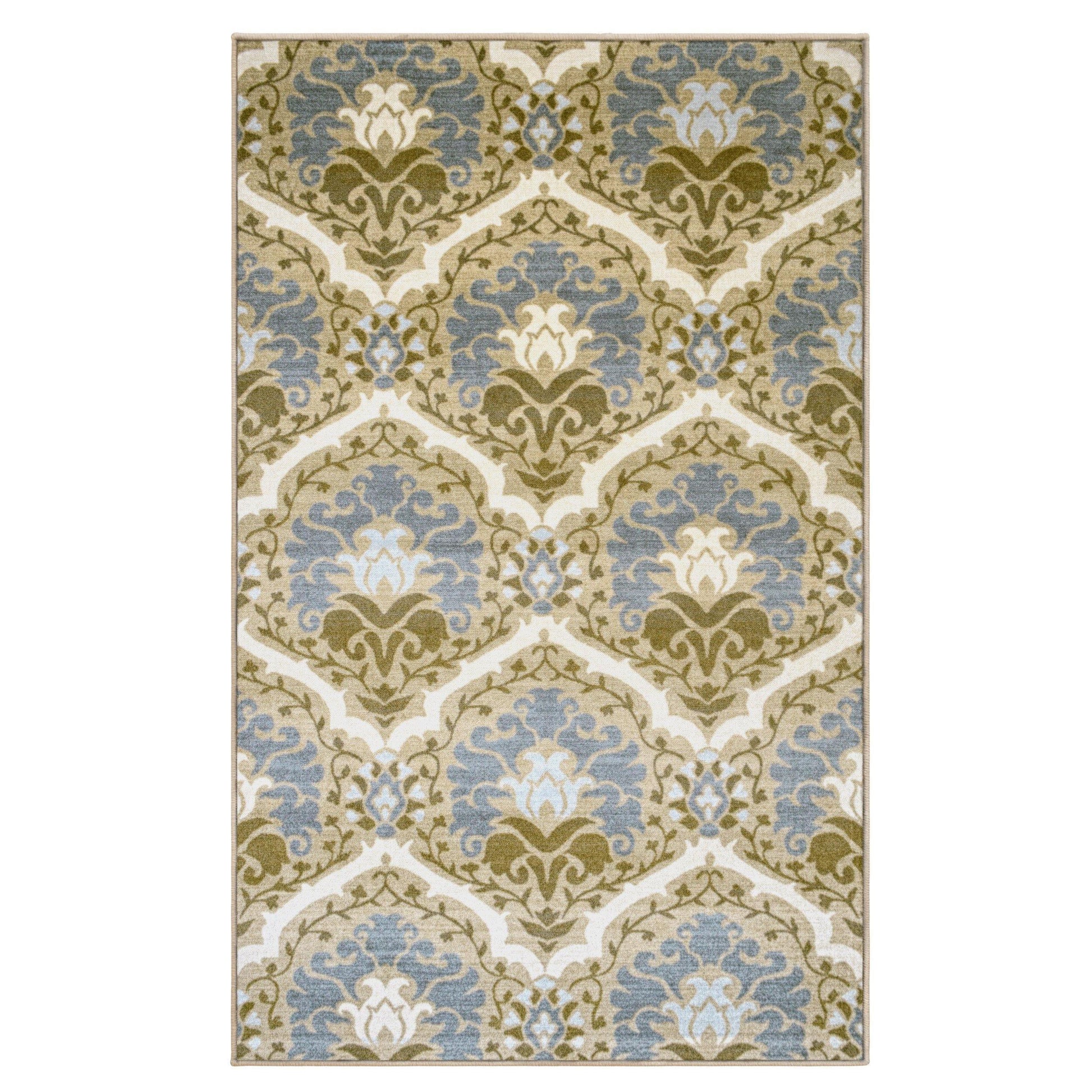 Chloe Non-Slip Nylon Foldable Modern Floral Damask Rug FredCo