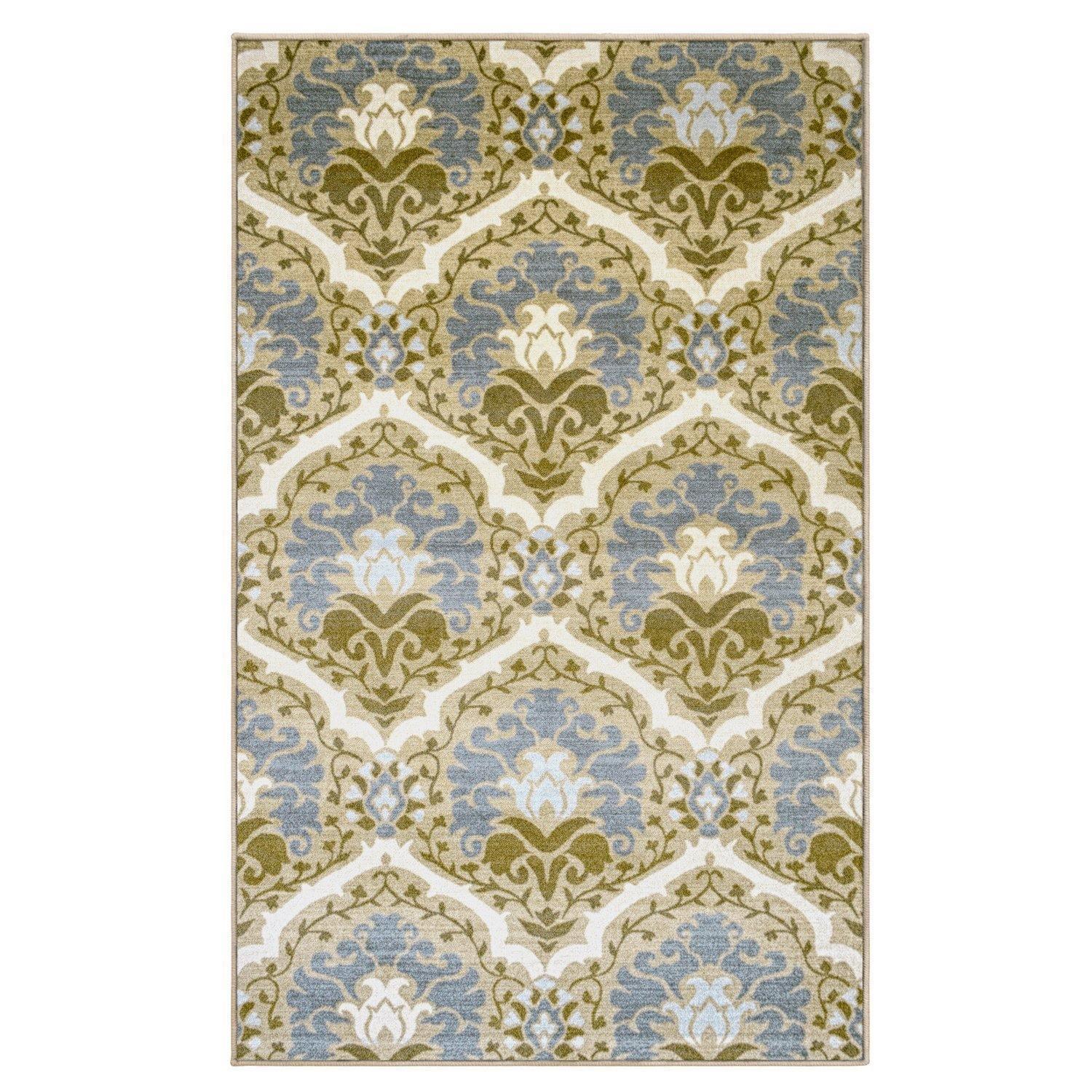 Chloe Non-Slip Nylon Foldable Modern Floral Damask Rug FredCo