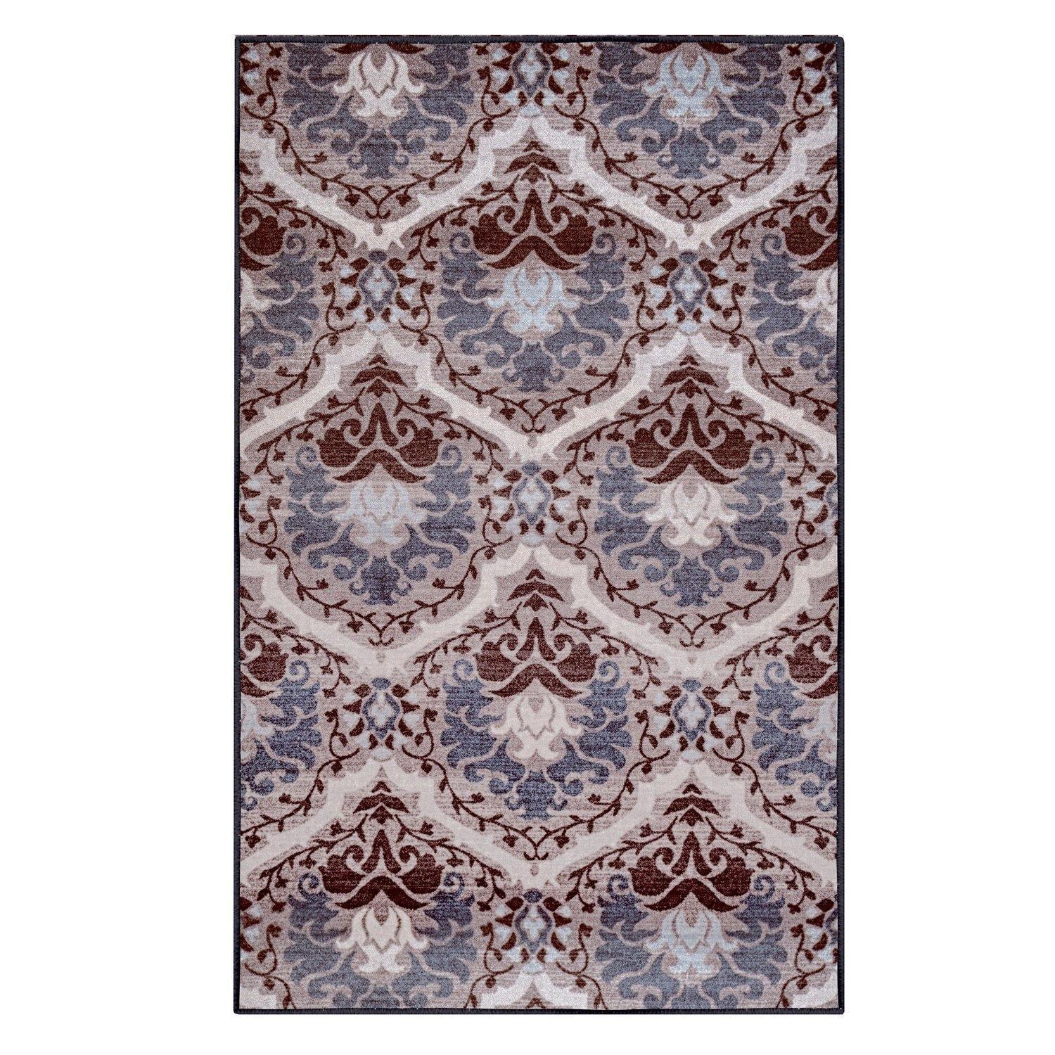 Chloe Non-Slip Nylon Foldable Modern Floral Damask Rug FredCo