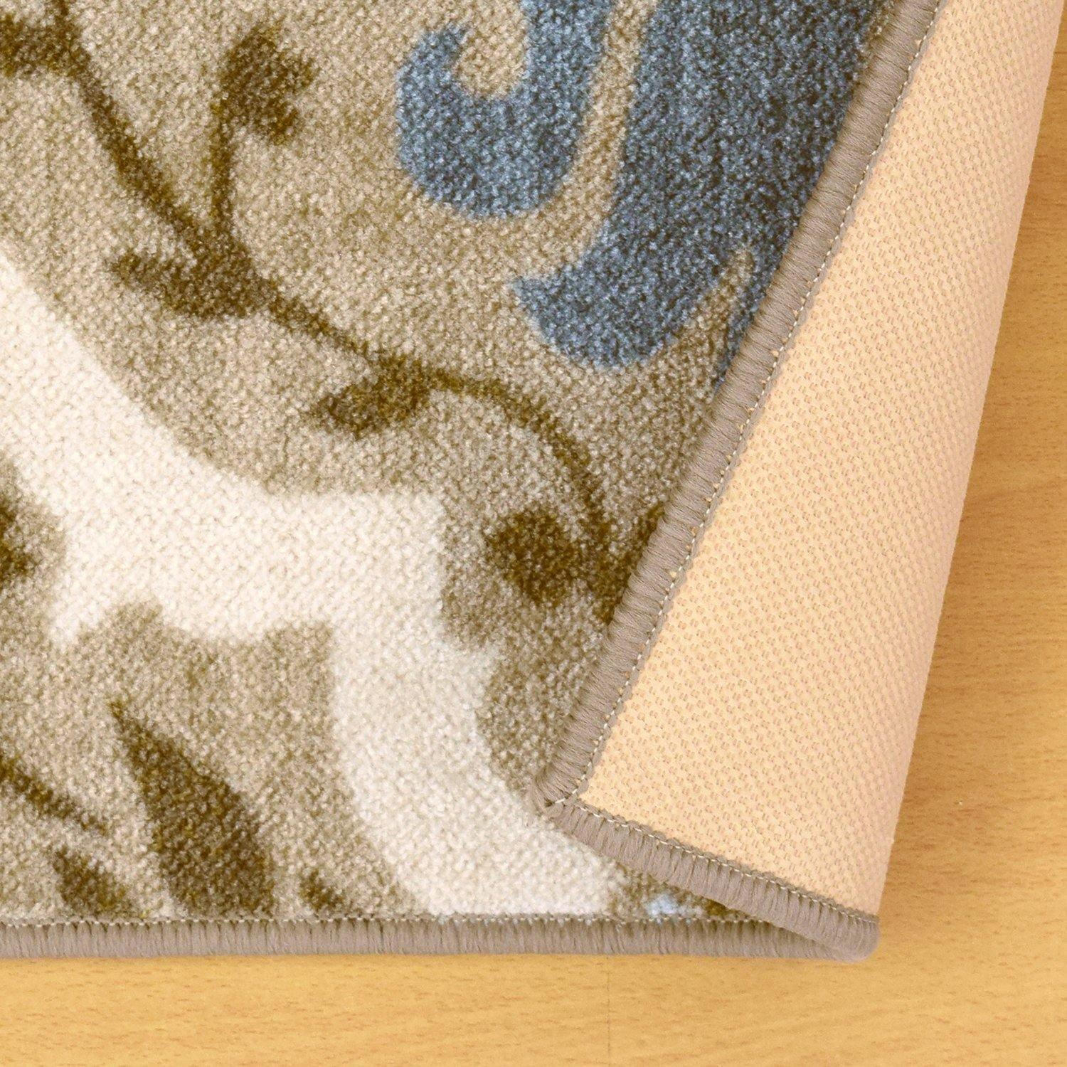 Chloe Non-Slip Nylon Foldable Modern Floral Damask Rug FredCo