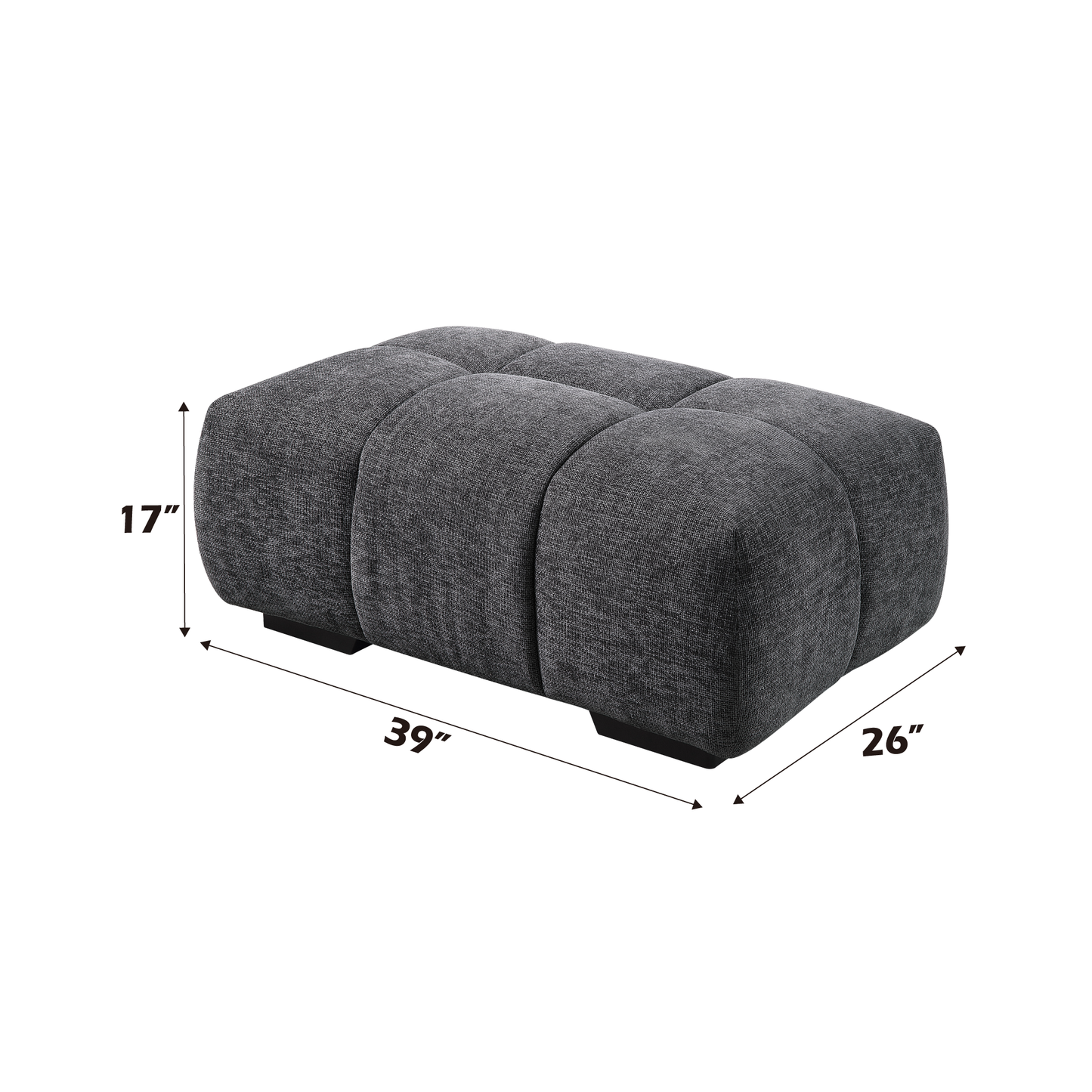 Chosen Gray Chenille Ottoman FredCo