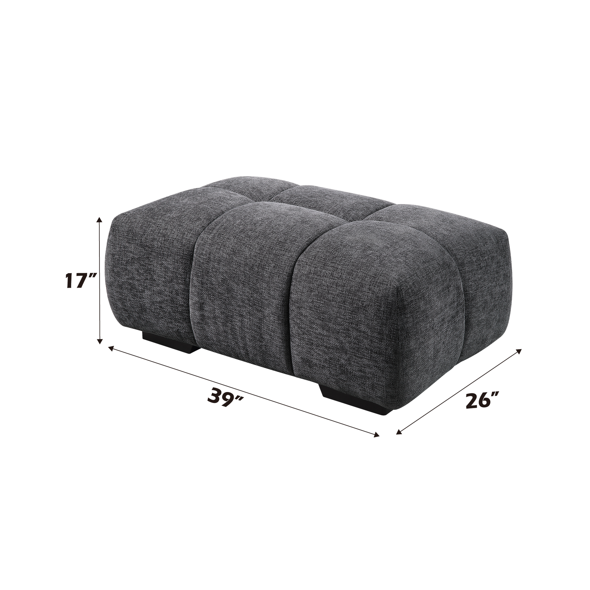 Chosen Gray Chenille Ottoman FredCo