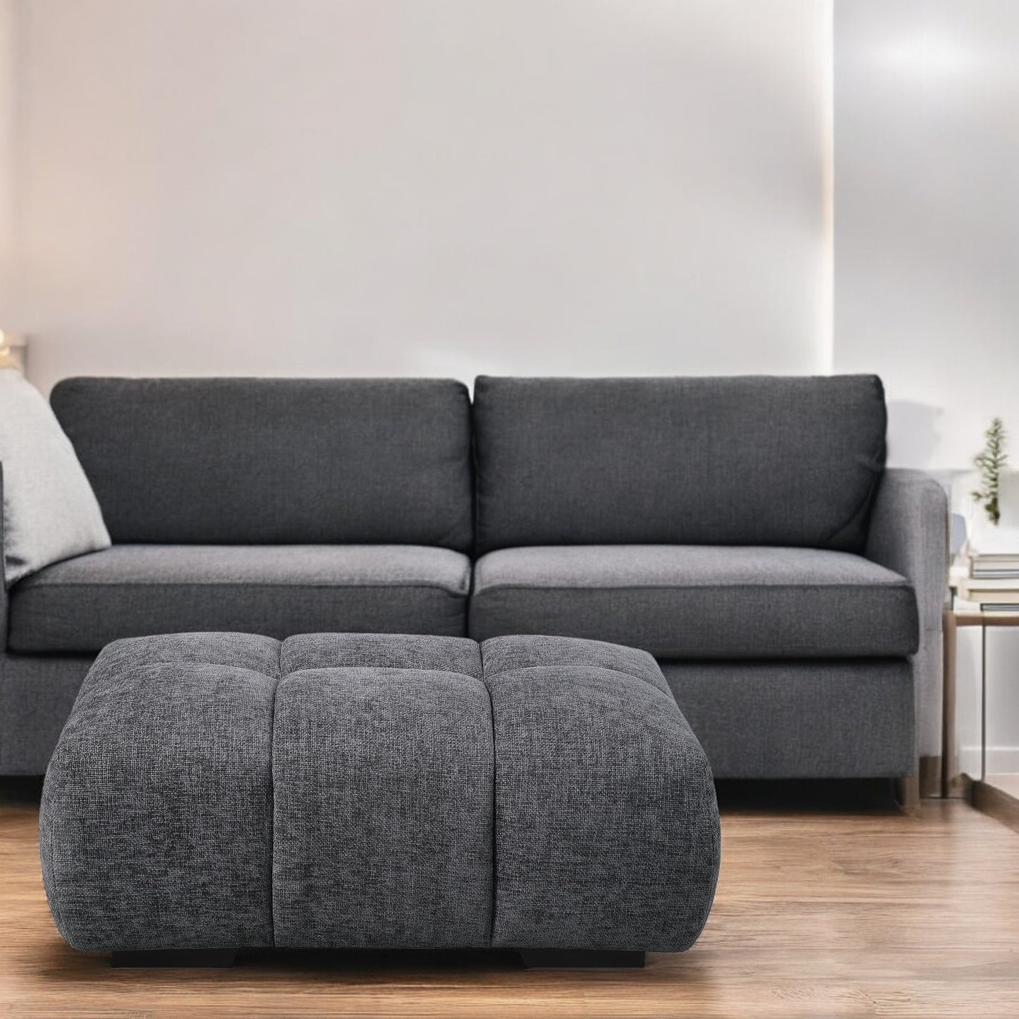 Chosen Gray Chenille Ottoman FredCo