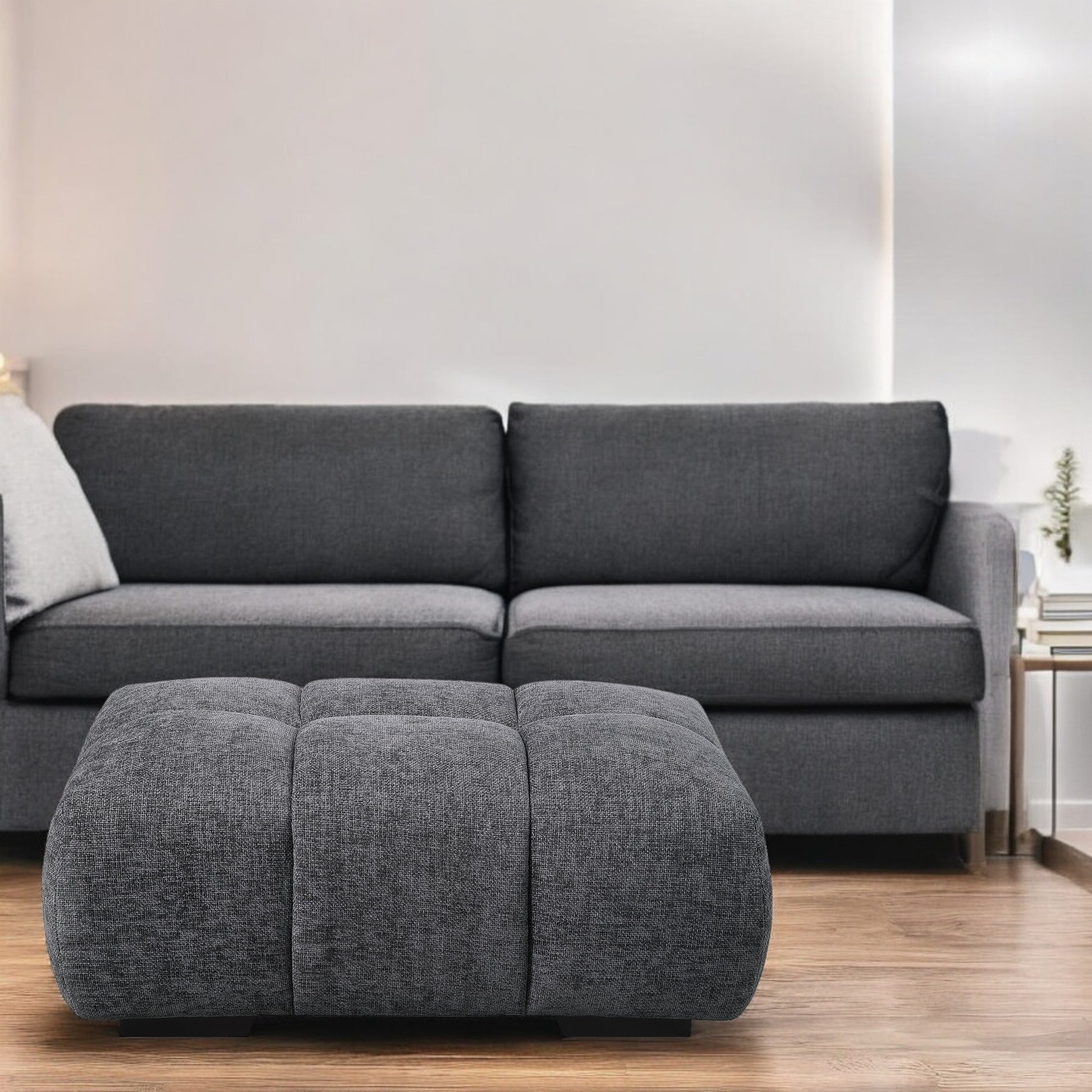 Chosen Gray Chenille Ottoman FredCo