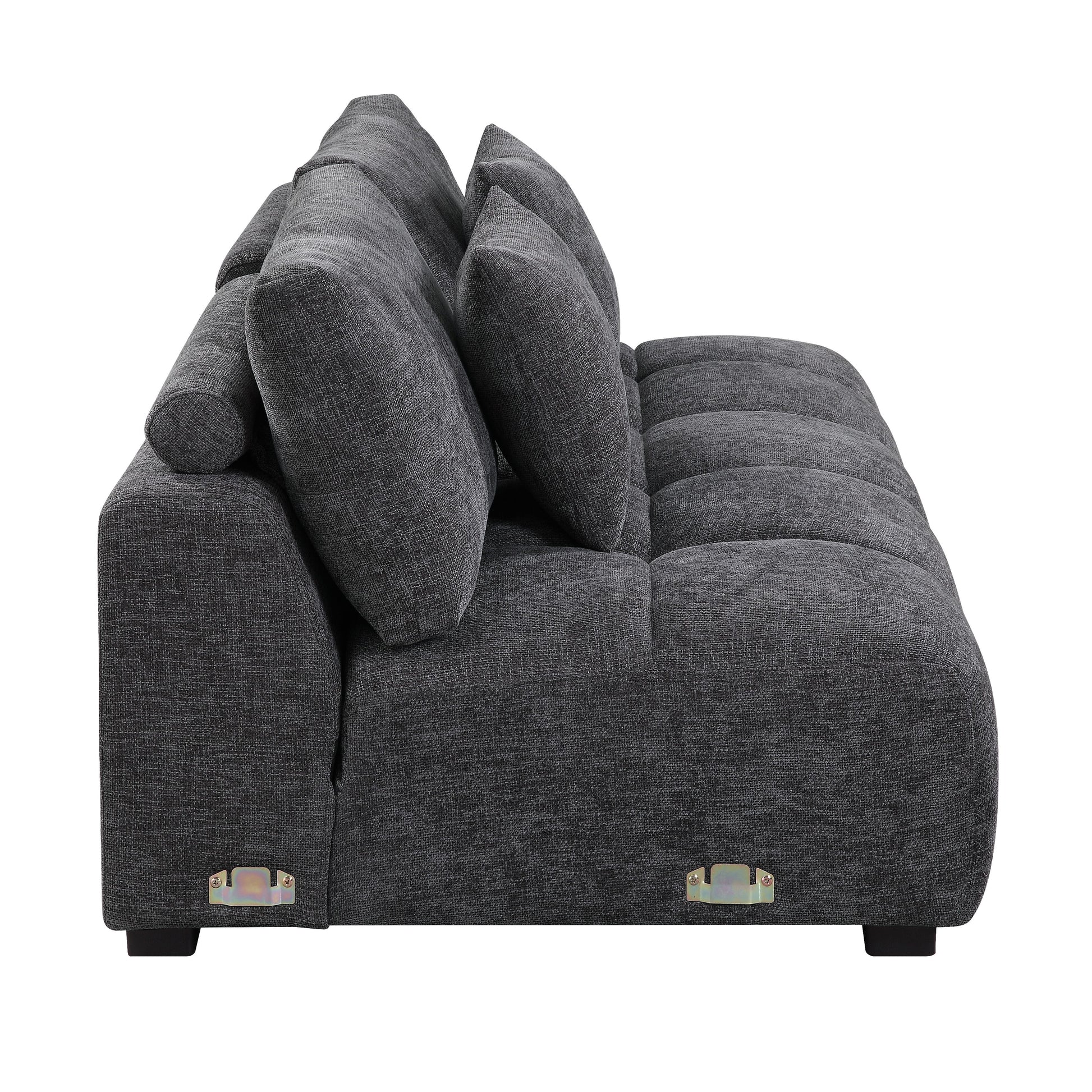 Chosen Gray Chenille Sectional Sofa with Toss Pillows with 2 Chaises FredCo