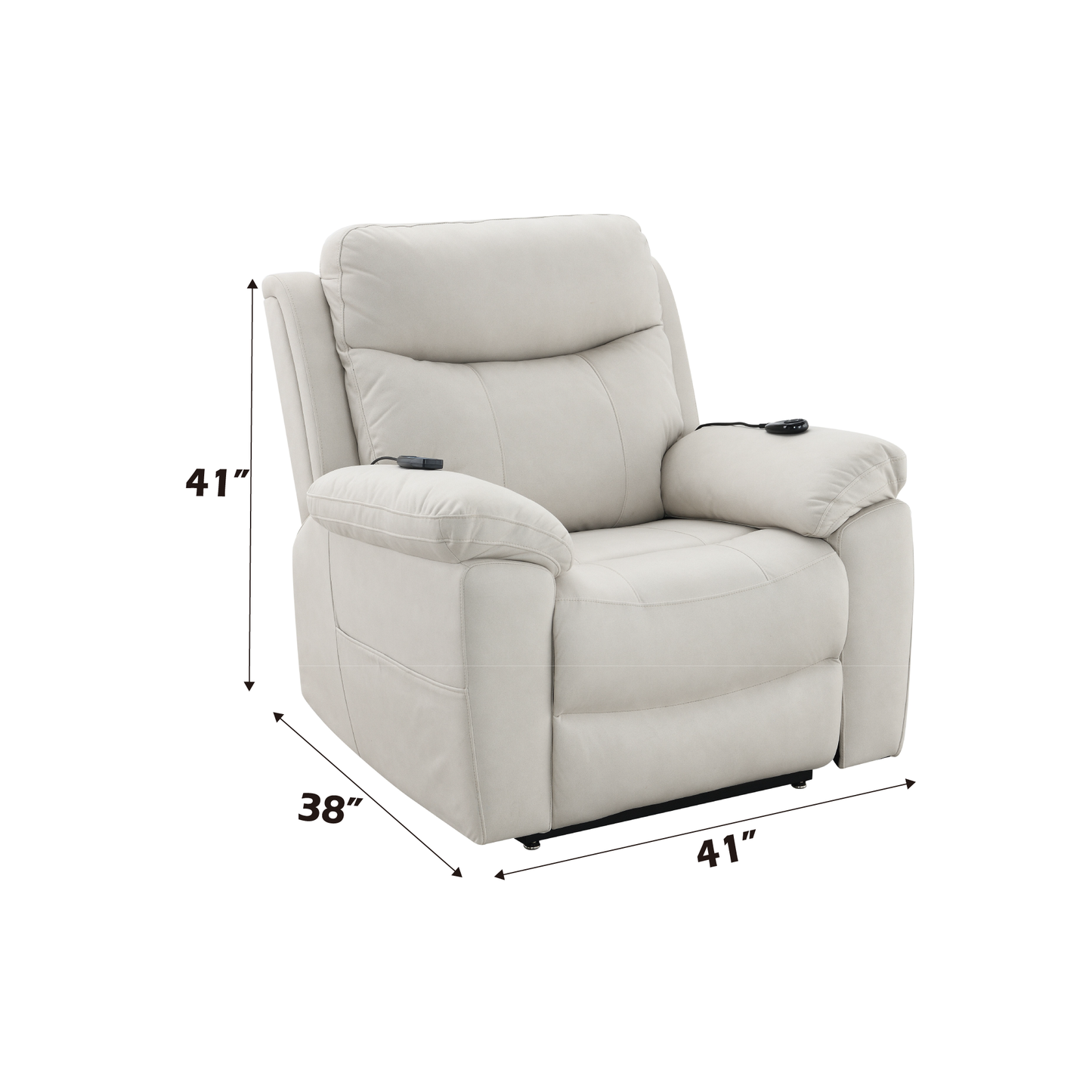 Chriki Beige Polished Microfiber Power Motion Recliner with Lift, Heating & Massage Chair FredCo