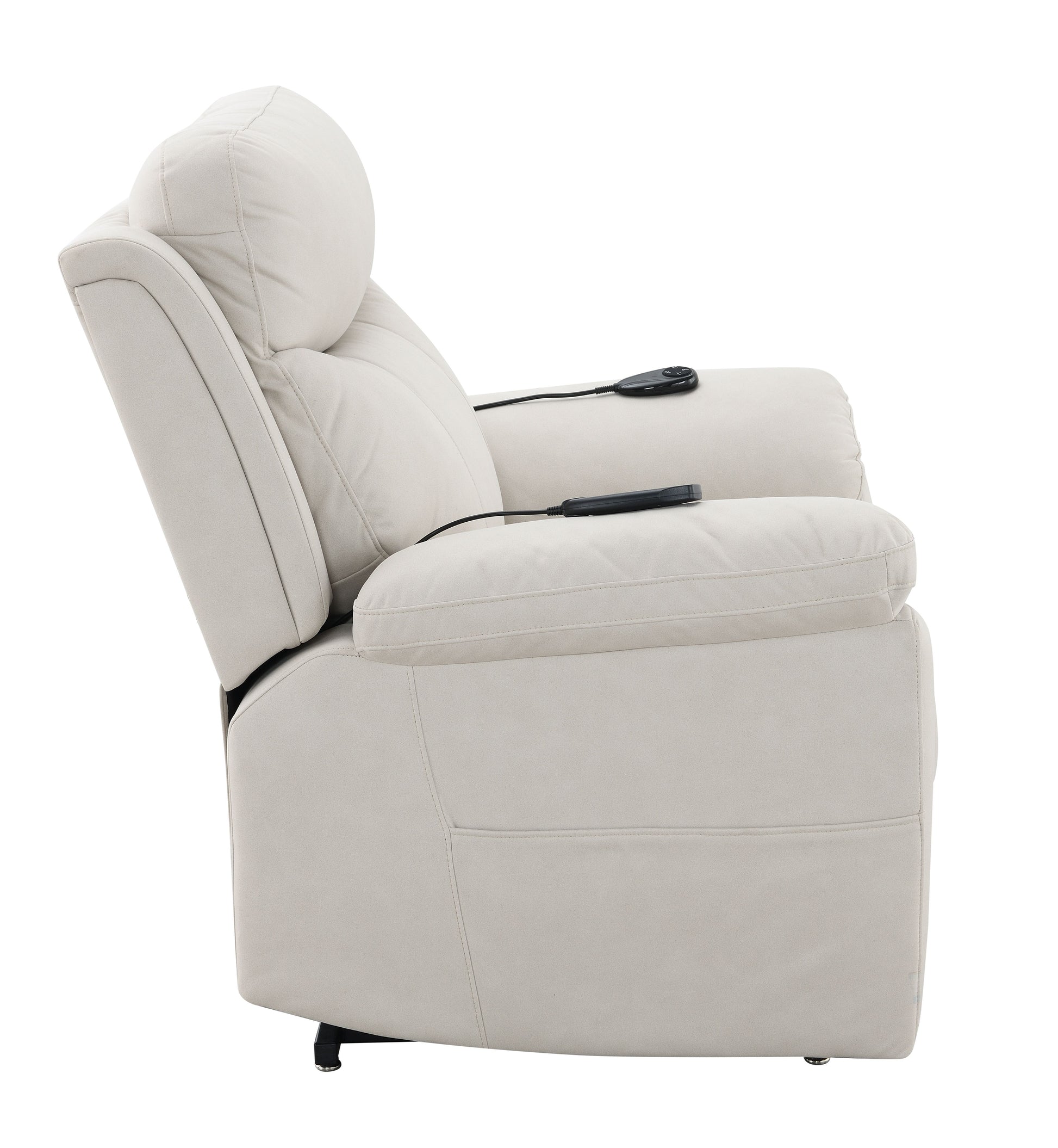 Chriki Beige Polished Microfiber Power Motion Recliner with Lift, Heating & Massage Chair FredCo