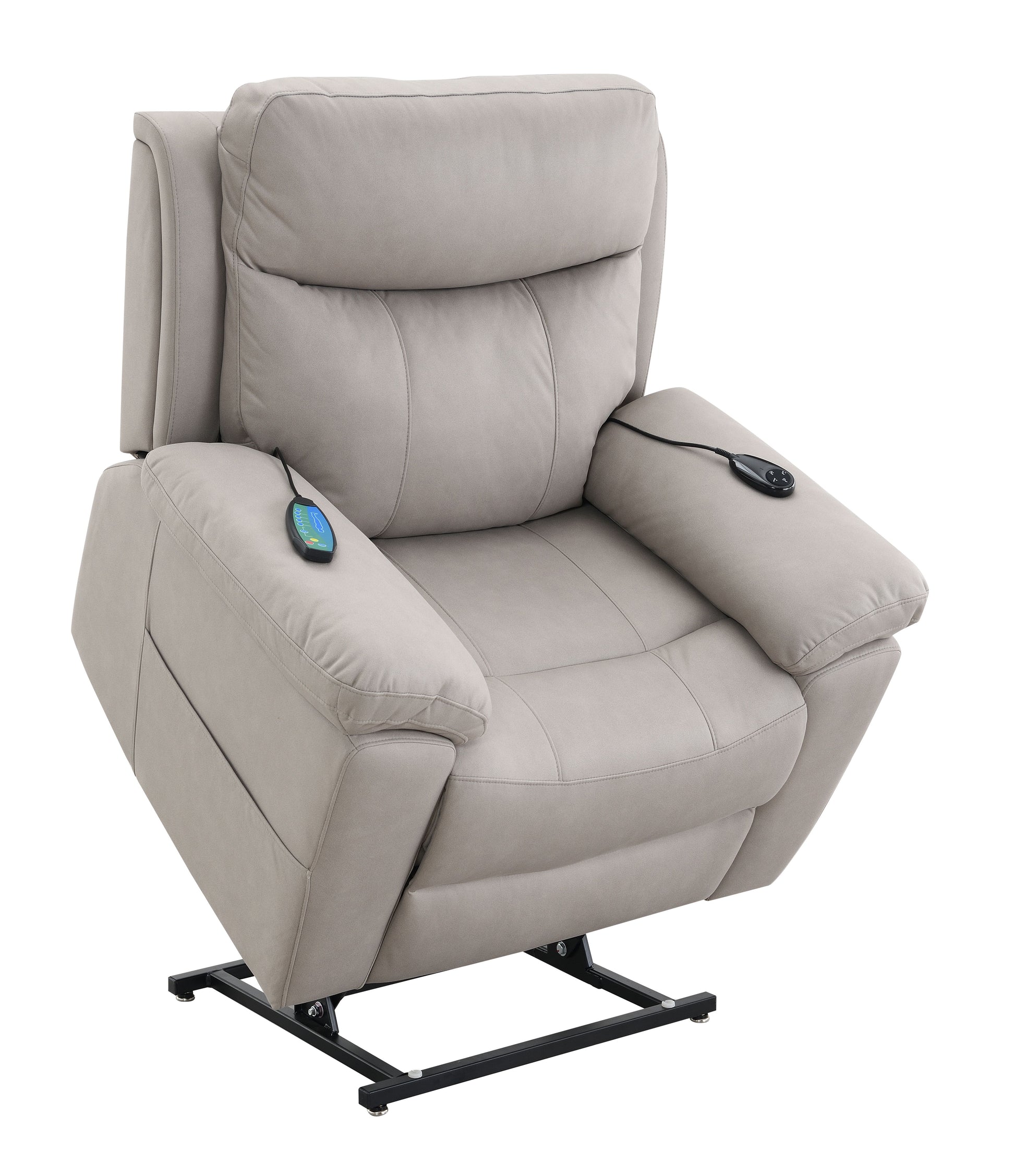 Chriki Light Gray Polished Microfiber Power Motion Recliner with Lift, Heating & Massage Chair FredCo