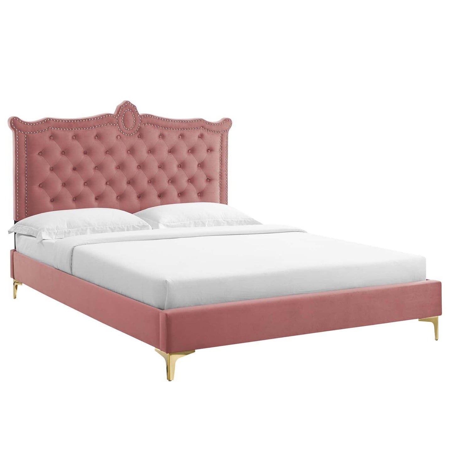 Clara Performance Velvet Queen Platform Bed, MOD-6592 FredCo