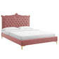 Clara Performance Velvet Queen Platform Bed, MOD-6592 FredCo