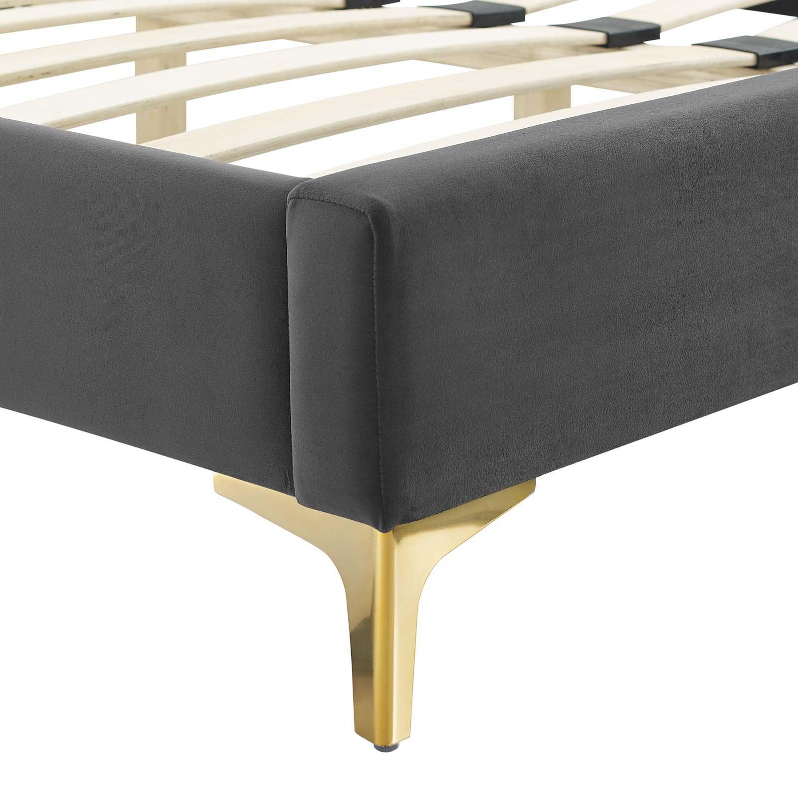 Clara Performance Velvet Queen Platform Bed, MOD-6592 FredCo